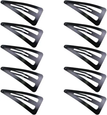 Image de Barrettes, noires, lot de 10, antidérapantes, 6,7 cm, barrettes pour tous types de cheveux (triangulaires)