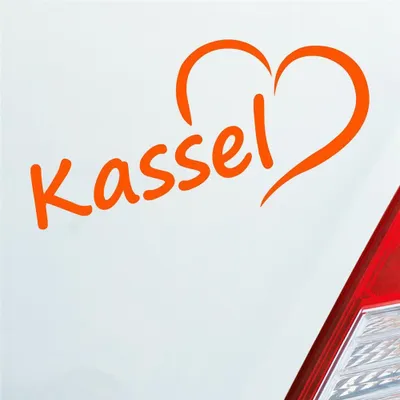 Produktbild von Auto Aufkleber Kassel Herz Stadt City Liebe Love Heimat 16,5x8 cm Orange Sticker Heckscheibenaufkleber
