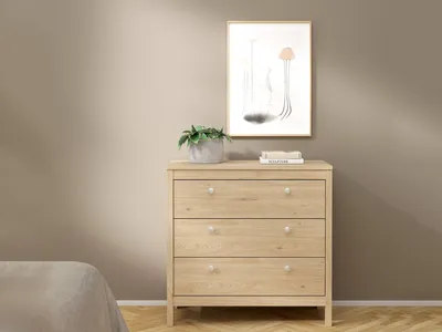 Image de Sagar - Commode, 82x38x80h cm Chêne Marron, 3 Tiroirs