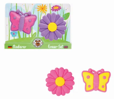 Image de GFH Set de gommes Fleur & Papillon, 2 couleurs assorties