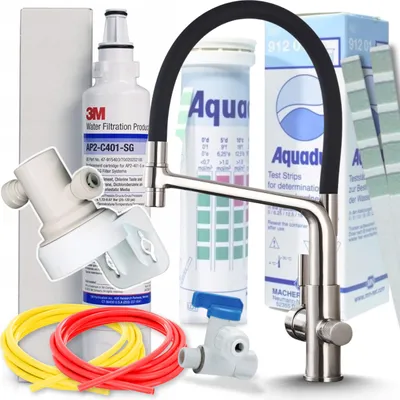 Immagine prodotto di Rubinetto da cucina a 3 vie Ari Flexible, doccetta estraibile, canna girevole 360 gradi, acciaio inox, per acqua filtrata