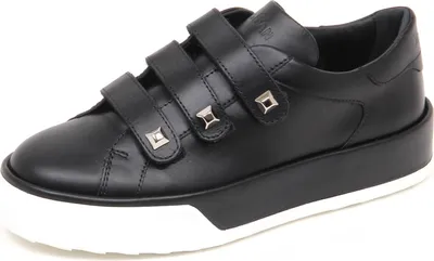 Produktbild von E4556 sneaker donna schwarz HOGAN R320 scarpe strappi borchie shoe woman