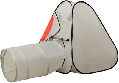 Produktbild von Graues Polyester-Spielzelt in Elefantenform, 174x86x101 cm, mit Tunnel und Tragetasche zur platzsparenden Aufbewahrung