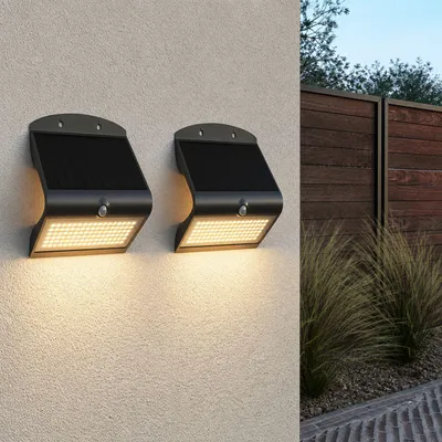 Image de HOFTRONIC - Applique murale solaire 8W 3000K IP65 Noir détecteur de mouvement