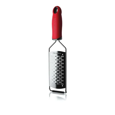 Produktbild von Microplane Küchenreibe Gourmet 2-Wege-Schneide, Streifenschneider, Reibe, Edelstahl, Kunststoff, Rot, 45102