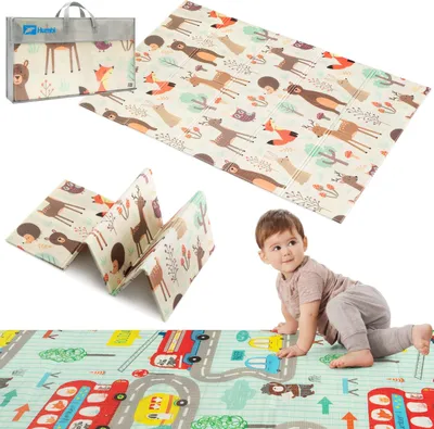 Produktbild von HUMBI hracia podložka detská plaziaca podložka XPE pena obojstranná plochá lišta, vodotesná extra veľká kobercová detská podložka protišmyková 120x180