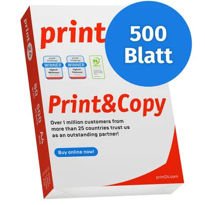 Produktbild von print24 Druckerpapier Kopierpapier 500 Blatt 1 x 500 A4 80g Premium Weiß PEFC