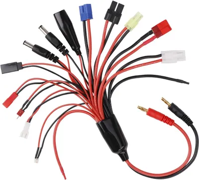 Produktbild von 14-in-1 RC Ladegerät-Adapterkabel | Kompatibel mit Modellbau und Drohnen | Enthält JST, Deans, EC3-Stecker, für DJI Tello, Radiofly, Rot, Kunststoff