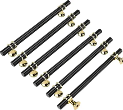 Produktbild von Schwarzer Küchenschrankgriff, 160 mm – 160 mm Lochabstand – 6 Stück