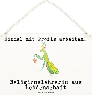 Produktbild von Mr. & Mrs. Panda holzbild Religionslehrerin Leidenschaft DIN A6 - Weiß - Geschenk, Spruch, Holzschild, Grundschule, Deko Wandbild, Schild, Lustig, kleine aufmerksamkeit