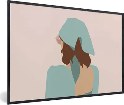 Produktbild von MuchoWow® Gerahmtes Poster Sommer - Frau - Abstrakt 90x60 cm - Poster mit Schwarzem Bilderrahmen Wandposter Rahmen Foto Bilder - Fotorahmen - Foto-Plakat