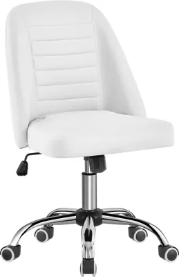Produktbild von Yaheetech Bürostuhl Schreibtischstuhl Ergonomisch Gepolstert Kunstleder Drehstuhl mit Rollen Arbeitshocker ohne Armlehne Chefsessel höhenverstellbar Weiß