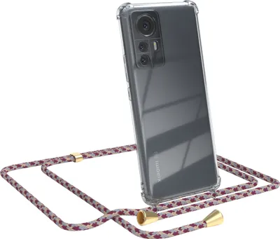 Produktbild von EAZY CASE Handykette kompatibel mit Xiaomi 12 Pro, Handyhülle mit Umhängeband, Handykordel, Schutzhülle Clear, Band in Rot