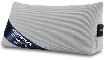 Produktbild von Keilkissen Rückenkissen Lesekissen für Bett Sofa & Couch Hellgrau Cord 140 cm