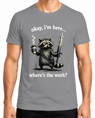 Imagen del producto de De acuerdo, estoy aquí. ¿Dónde está el producto? "Waschbär Statement" (Camiseta sarcástica), para hombre, color gris, talla XL