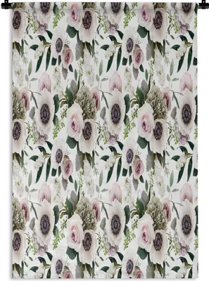 Produktbild von MuchoWow® Wandteppich Wandbehang Blumen - Rosen - Muster 90x135 cm Tapisserie Dekoration Wandtuch - Baumwolle - Wandskulptur