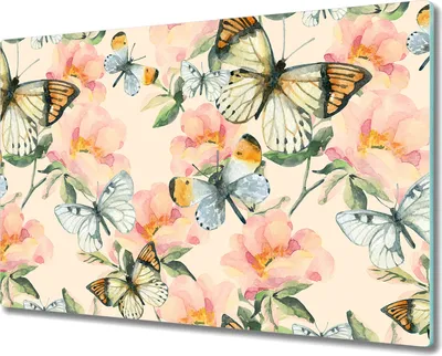 Produktbild von Glas Schneidebrett Herdabdeckplatten Schneideplatten - 80x52 cm - Schmetterlinge
