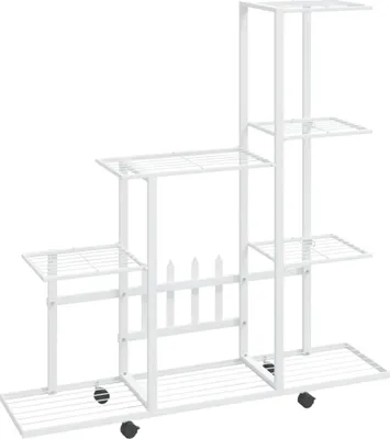 Obrázek produktu pro vidaXL Stojan na květiny na kolečkách 94,5x25x92,5 cm Bílý kov