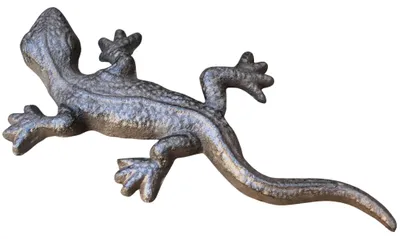 Produktbild von Deko Eidechse aus antikbraunem Gusseisen Gartenfigur 22cm