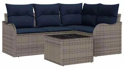 Image de Ensemble canapé de jardin Gris Poly-Rotin