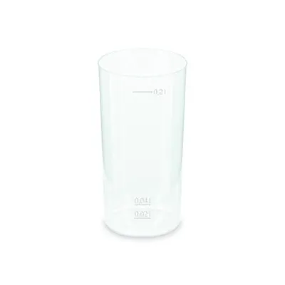 Produktbild von 100x Mehrwegbecher Longdrink transparent PP Eichstriche 2 cl 4cl 0,2 l