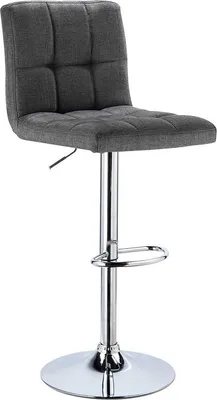 Immagine prodotto di Sgabello da bar - Grigio scuro - Lino - Regolabile in altezza - Con schienale - Altezza seduta 60-82 cm - 1 pezzo