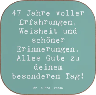 Produktbild von Mr. & Mrs. Panda Tischuntersetzer Spruch 47. Geburtstag - Meeresbrise - Geschenk, Happy Birthday, Glückwunsch, Weisheit, Handgemachte Produkte, Alles gut zum, Coaster