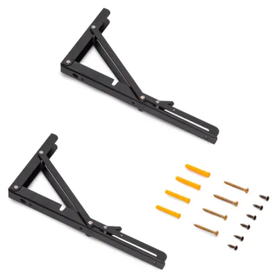Immagine prodotto di Set di supporti pieghevoli Emuca, lunghezza 303 mm, acciaio, verniciato nero