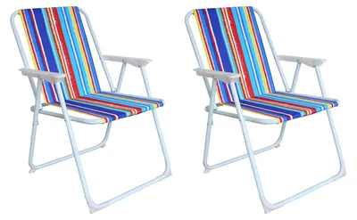 Produktbild von 2er Campingstuhl Outdoor Klappstuhl Gartenstuhl Regenbogen gestreift