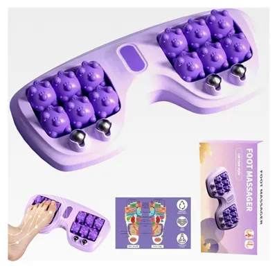 Produktbild von Tragbare Doppelfußmassagewalze mit 14 Rollkugeln, Fußakupressur-Massagegerät, Fußroller Massagerolle für Frauen und Männer