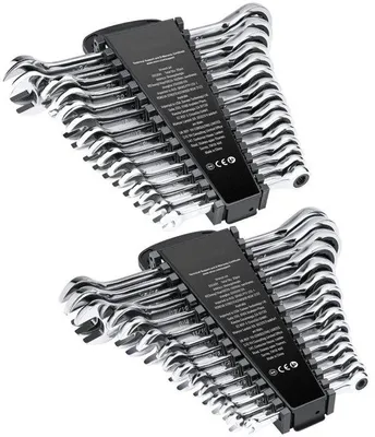 Zdjęcie produktu dla Zestaw kluczy płasko-oczkowych z grzechotką 30-częściowy metryczny SAE 8-24mm - zestaw narzędzi garażowych - zestaw kluczy do naprawy samochodu