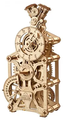 Image de Puzzle 3D, Horloge Moteur, Ugears, bois, 265 pièces