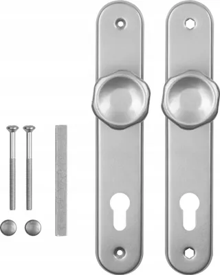 Produktbild von Türknauf Silber 72 mm mit Schlüsselloch, feuerverzinkt & pulverbeschichtet, 8x8 mm Stift