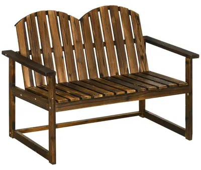 Immagine prodotto di Panca da giardino in legno per 2 persone | Colore: finitura carbonizzata | Dimensioni: 114x63x86 cm