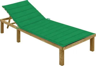 Obrázok produktu pre Ležadlo so zeleným vankúšom impregnovaná borovica