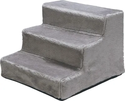 Productafbeelding van Karlie Easy Step honden trap - Hondenaccessoire - Pluche/hout - Grijs -