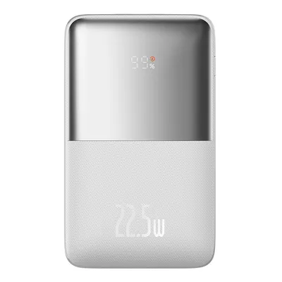 Obrázek produktu pro Externí baterie Baseus Bipow Pro 20000 mAh, 2x USB-A, 1x USB-C, rychlé nabíjení, kabel USB-A na USB-C v ceně, 22,5 W, bílá