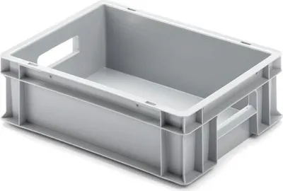 Produktbild von Eurobehälter mit offenem Griff | HxBxT 12x30x40cm | 11 Liter | Grau | Eurobox, Transportbox, Transportbehälter, Stapelbehälter