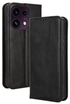 Produktbild von OPPO Reno16 F Hülle - Coverup Vintage Style Klapphülle - Schwarz