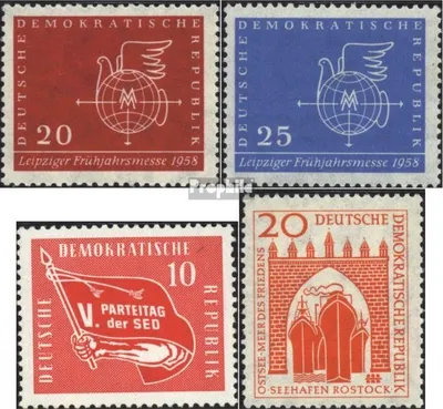 Produktbild von Briefmarken DDR 1958 Mi 618-619,633,634 (kompl.Ausg.) gestempelt Leipziger Frühjahrsmesse