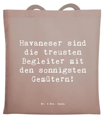 Produktbild von Mr. & Mrs. Panda Shopping Tasche Spruch Havaneser Begleiter - Braun Pastell - Geschenk, Hundeliebhaber, Baumwolltasche, Hunderasse, Tote Bag, Beutel, Schultasche, loyal