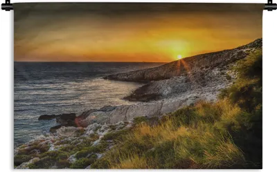 Produktbild von MuchoWow® Wandteppich Wandbehang Der Sonnenuntergang auf Zakynthos 90x60 cm Tapisserie Dekoration Wandtuch - Wandskulpturen - Bildteppich