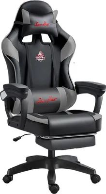 Produktbild von Ergonomischer Gaming Stuhl mit Fußstütze, 145° verstellbare Rückenlehne, Kunstleder, SGS Gasdruckfeder, 360° Drehstuhl, Bürostuhl Computerstuhl mit Nylonbasis