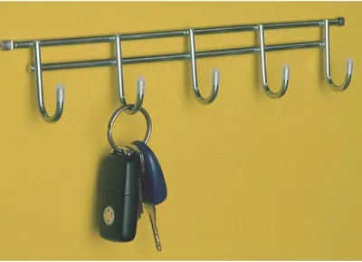 Produktbild von Kleine Hakenleiste 32cm 5 Haken Metall verchromt