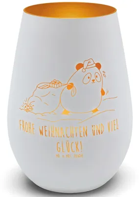 Produktbild von Mr. & Mrs. Panda Laterne Panda Weihnachten - Weiß - Geschenk, Teelichthalter, Windlicht Glas, Outdoor, Kerzenhalter