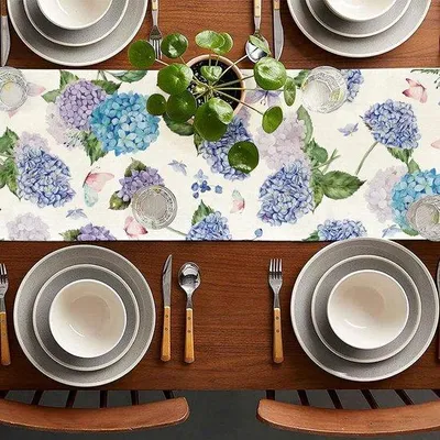 Image de Foulard d'été pour le balcon, 40 x 140 cm, lavable, motifs de fleurs tropicales et de papillons.