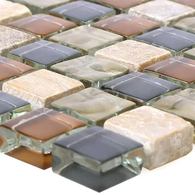 Produktbild von Glasmosaik Natursteinfliesen Festus Braun B  eige Grau  M-2272