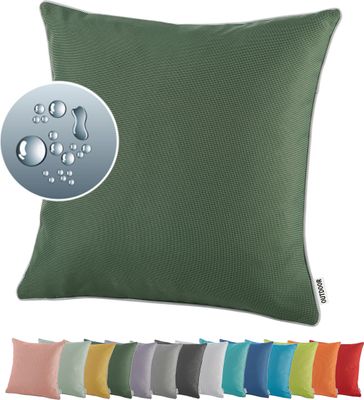 heimtexland ® OUTDOOR Lounge Dekokissen LOTUS EFFEKT 45x45 Garten Kissen Outdoorkissen Typ551 Oliv