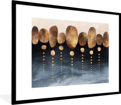 Produktbild von MuchoWow® Gerahmtes Poster Gold - Abstrakt - Luxus 80x60 cm - Poster mit Schwarzem Bilderrahmen Wandposter Rahmen Foto Bilder - Schlafzimmer-Dekorationen - Fotoposter