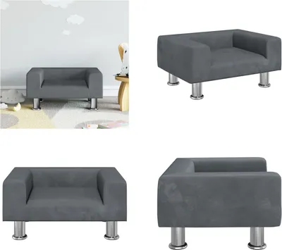 Image de vidaXL Canapé pour enfants gris foncé 50x40x26,5 cm velours - canapé pour enfants - canapé pour enfants - mini-canapé - canapé de salle de jeux